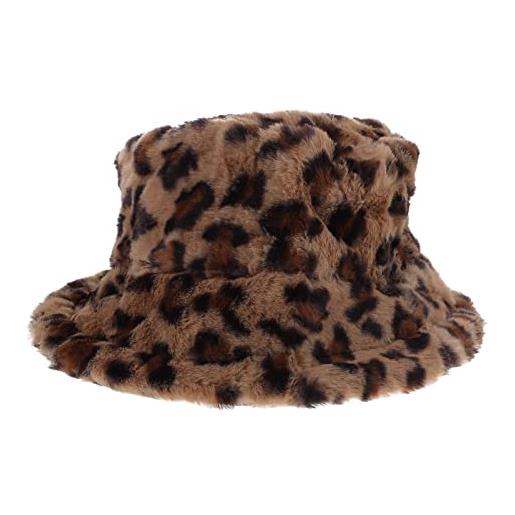 VALICLUD cappelli invernali per le donne cappello a secchiello in sintetica cappello da pescatore con stampa leopardata cappello caldo vintage