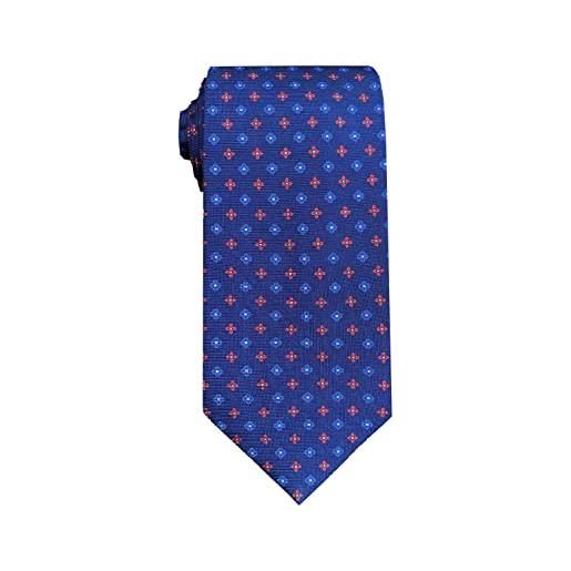 Remo Sartori - cravatta in pura seta stampata blu microfantasia, made in italy, uomo