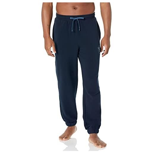 Emporio Armani pantaloni elasticizzati in terry con coulisse, blu marino, m uomo