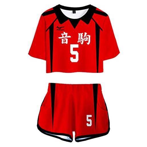 Silver Basic volleyball!!Abbigliamento cosplay karasuno nishinoya maglietta e pantaloncini corta giacca suit, nekoma #5-2, m