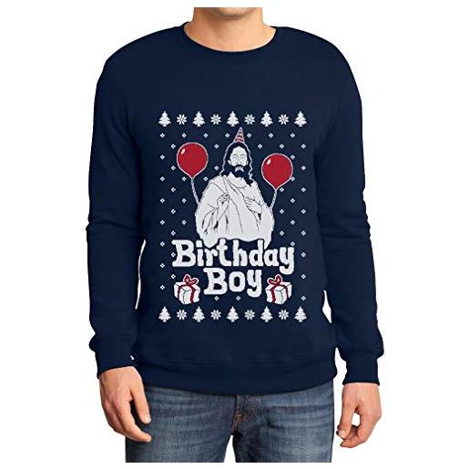 Shirtgeil maglione di natale - gesù birthday boy felpa/maglione da uomo x-large navy