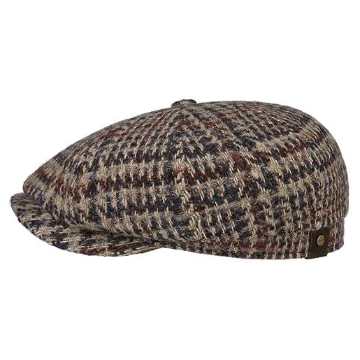 Stetson coppola hatteras hoback virgin wool uomo - made in the eu cappellino lana berretto newsboy con visiera, fodera, oversize autunno/inverno - 57 cm beige