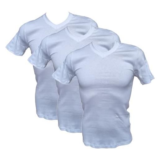 Armata di mare maglietta intima uomo 3 pezzi caldo cotone corta scollo v t-shirt invernale gt913 taglia 4° bianco