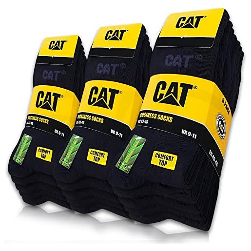 Caterpillar business socks 15 paia calze uomo - altezza metà polpaccio - cotone (nero, 43-46)