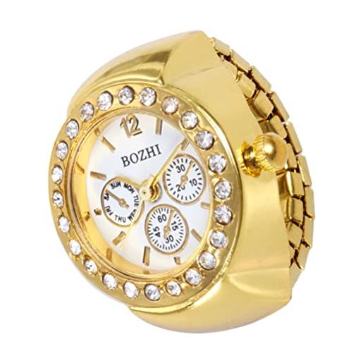 Balacoo orologio rotondo da dito, al quarzo, anello da dito, per uomo, donna, donna, dorato, 2.6x2.5cm