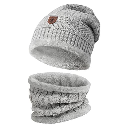 Indicode uomini siracusa set hat & scarf | set invernale di berretto e sciarpa beige one size