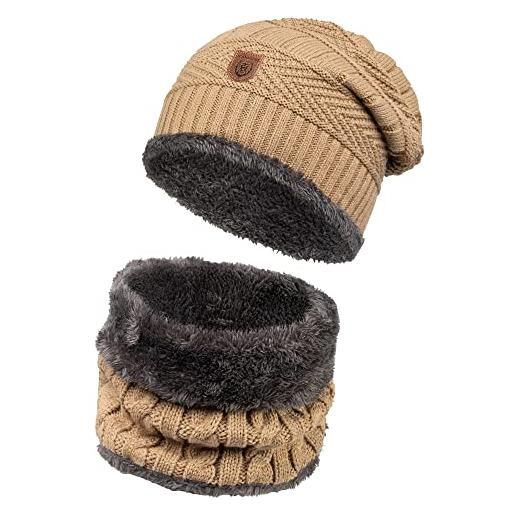 Indicode uomini siracusa set hat & scarf | set invernale di berretto e sciarpa ecru mix one size