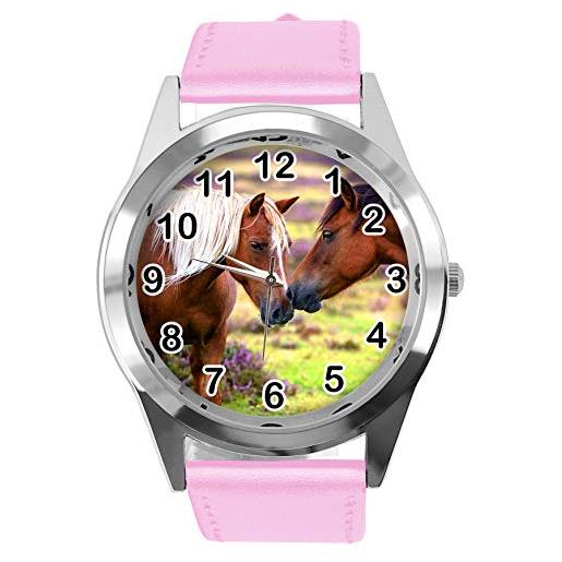 TAPORT orologio rotondo in pelle rosa per gli appassionati di cavalli e2