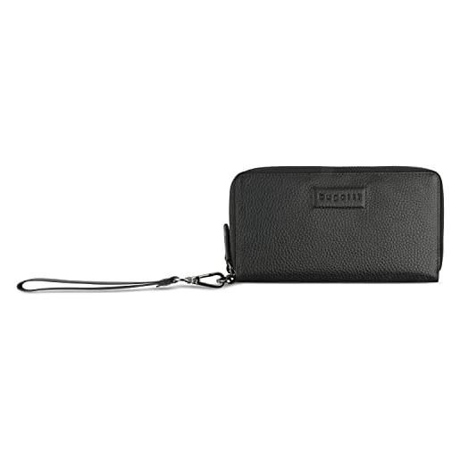 bugatti elsa portafoglio con doppia zip xxl protezione rfid, portafoglio in pelle, nero