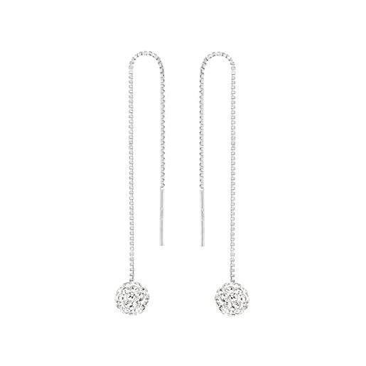 Amor orecchini in argento 925 da donna, con zirconi sintetici, 8 cm, argento, forniti in confezione regalo per gioielli, 2017157