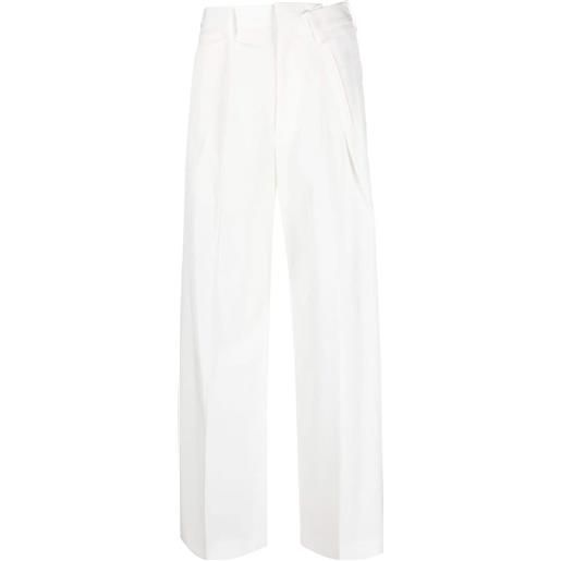 MM6 Maison Margiela pantaloni sartoriali a vita alta con piegha - bianco