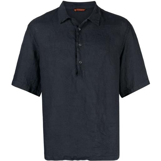 Barena camicia mola con colletto ampio - blu