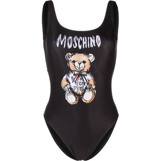 Moschino costume intero teddy bear con stampa - nero