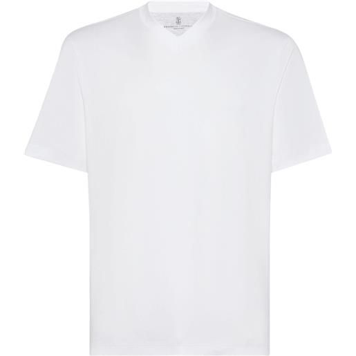 Brunello Cucinelli t-shirt con scollo a v - bianco