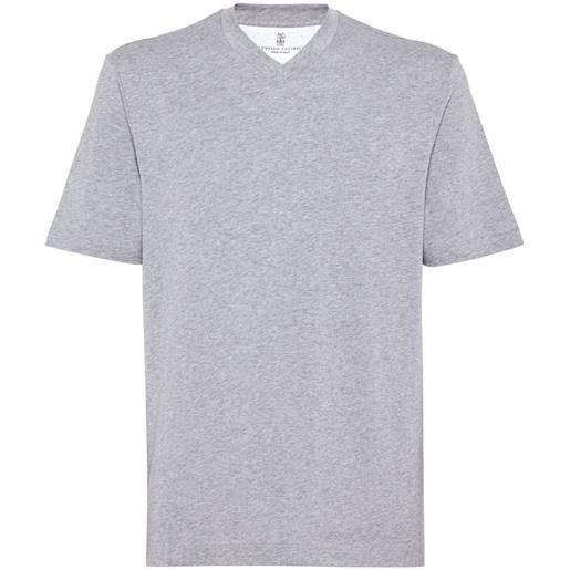 Brunello Cucinelli t-shirt con scollo a v - grigio