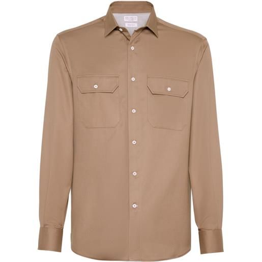 Brunello Cucinelli camicia con colletto ampio - marrone