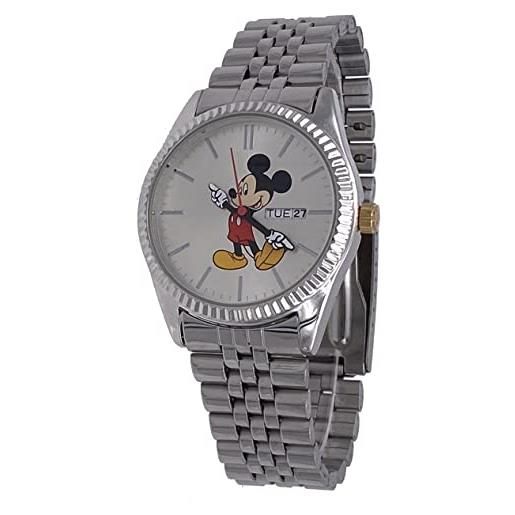 Disney mk8187 - orologio analogico a 3 lancette con topolino classico, color argento, analogico, movimento al quarzo, argento, orologio analogico, movimento al quarzo