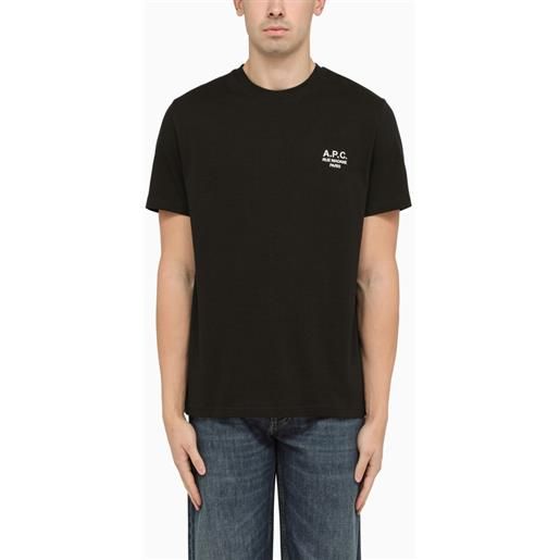A.P.C. t-shirt nera con scritta logo a contrasto