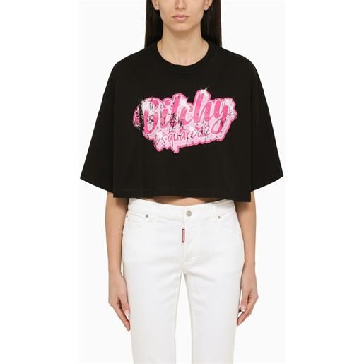 Dsquared2 t-shirt oversize nera con stampa