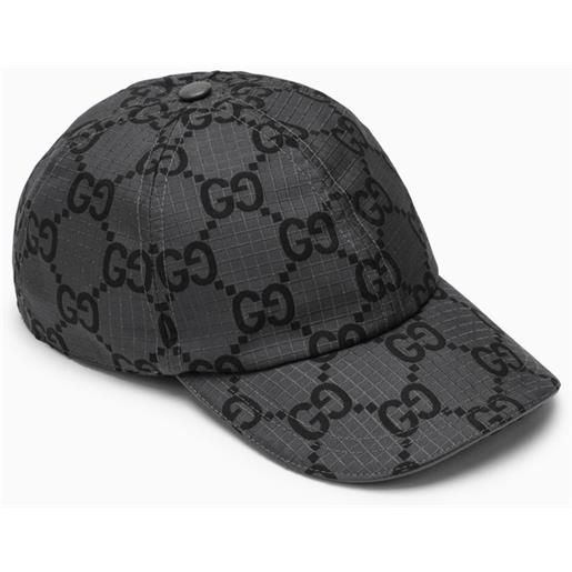 GUCCI cappello da baseball grigio scuro e nero con motivo gg