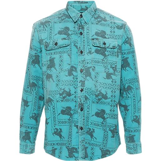 Ralph Lauren RRL camicia con stampa western - blu
