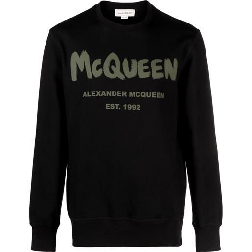 Alexander McQueen felpa con stampa - nero