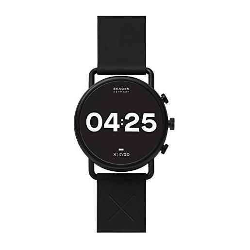 Skagen smartwatch da uomo, smartwatch touchscreen falster 3 in acciaio inox con vivavoce, notifiche del battito cardiaco, nfc e smartphone skt5202