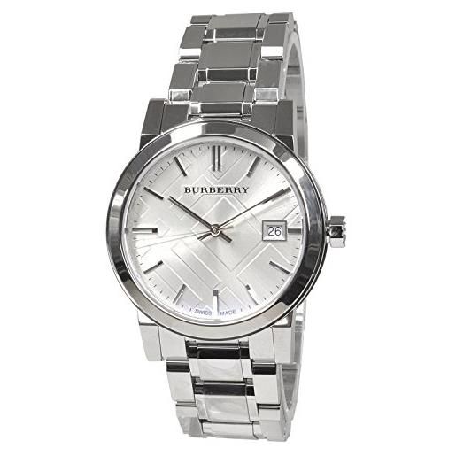 BURBERRY orologio da donna bu9100 con cinturino in acciaio inossidabile a quadri grandi, bianco/argento. , standard, bracciale