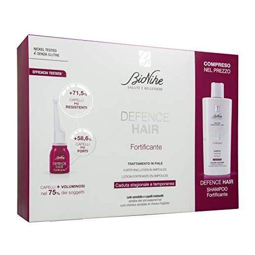 BioNike defence hair kit trattamento fortificante 12 fiale + shampoo - cute sensibile e capelli indeboliti