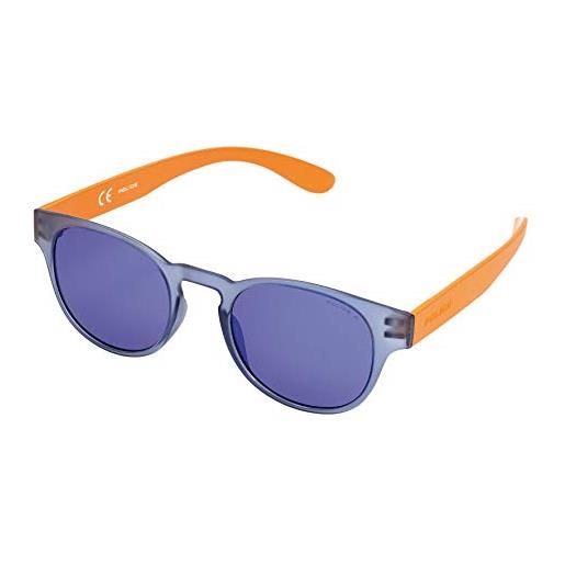 Police exchange 2 sunglasses, semi matt transparant blue & orange frame/blue violet mirror lens, 49 eu unisex