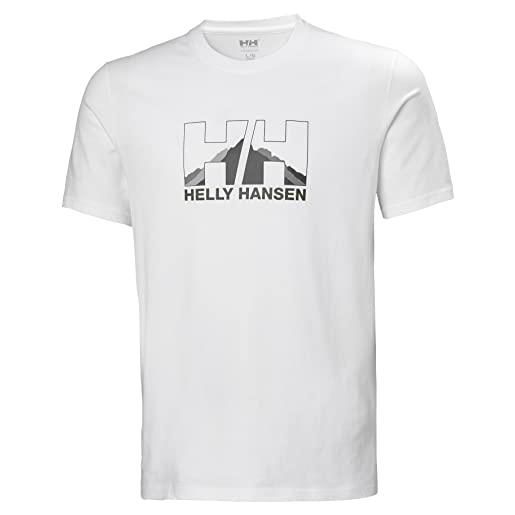 Helly Hansen uomo nord graphic t-shirt, bianco (white, black), s