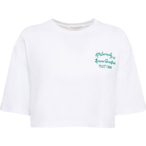 PHILOSOPHY DI LORENZO SERAFINI t-shirt cropped in cotone con logo
