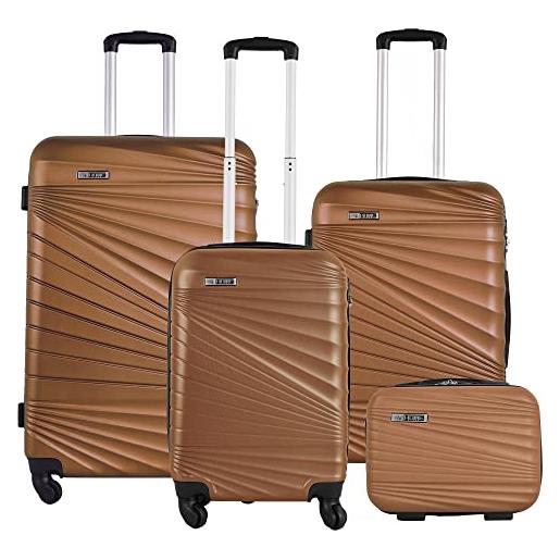 WELL HOME MOBILIARIO & DECORACIÓN set di 4 valigie da cabina rigide 56 cm, valigia media 66 cm, valigia grande 76 cm e borsa 23 cm, cammel