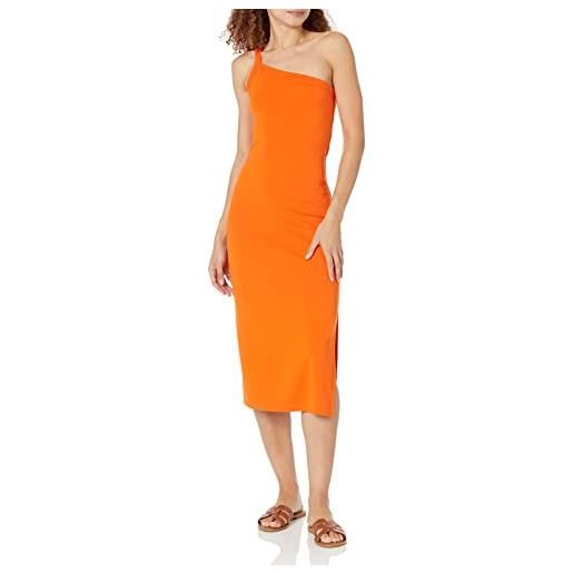 The Drop, abito in maglia da donna aditi, monospalla e aderente, arancione acceso, m