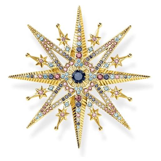 Thomas sabo x0281-959-7 - spilla da donna a forma di stella, in argento sterling 925 con finiture in oro giallo, dimensioni: 46 x 46 mm, h: ca. 46mm / b: ca. 46mm, argento sterling, zirconia cubica