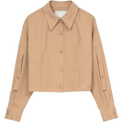 3.1 Phillip Lim giacca-camicia crop con dettaglio - toni neutri