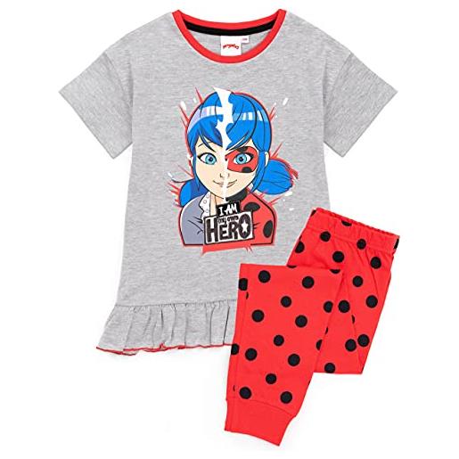 Miraculous pigiama miracolosa girls ladybug supereroe t-shirt & long o shorts pjs 4-5 anni