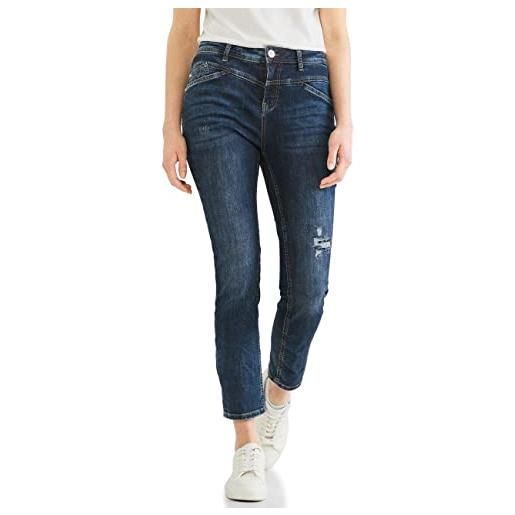 Street One a376291 jeans destroyed, authentic mid indigo wash, 28w x 28l donna