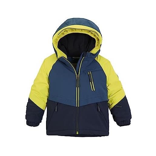 firstinstinct by killtec bambini giacca da sci impermeabile/giacca funzionale con cappuccio e ghetta antineve fisw 38 mns ski jckt, lime, 86, 39916-000