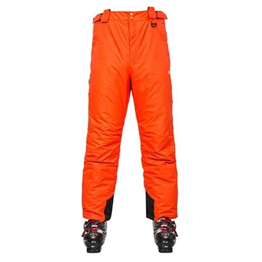 Trespass bezzy waterproof ski, pantaloni con cerniere alla caviglia, ghette e ventilazione laterale uomo, arancione acceso, xl