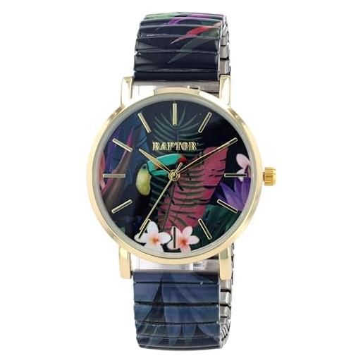 Raptor colorful edition - orologio da donna ø36 mm, in acciaio inox, motivo colorato, con stampa analogica, al quarzo, tucano colorato