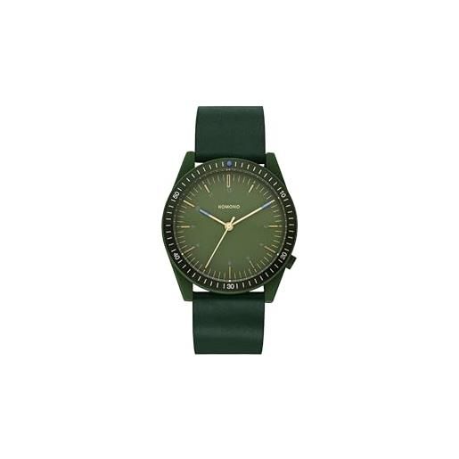 KOMONO ray shade leather orologio al quarzo da uomo con movimento giapponese e cinturino in vera pelle, verde