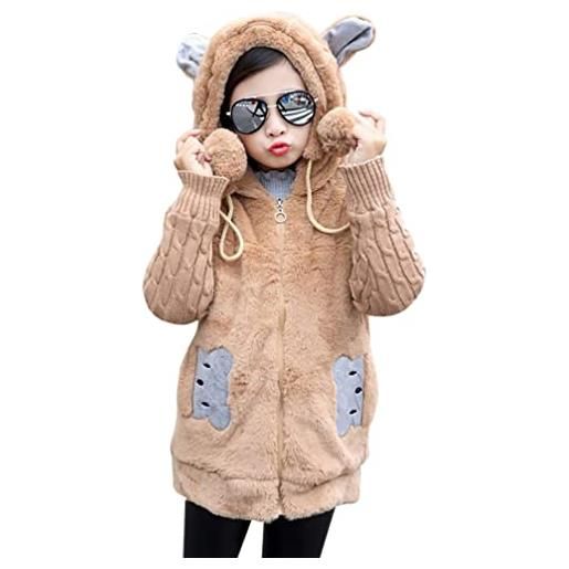 YiZYiF cappotti e giacche per bambina ragazze carino inverno cappotto mantello giacca calda abbigliamento capispalla khaki 11-12 anni