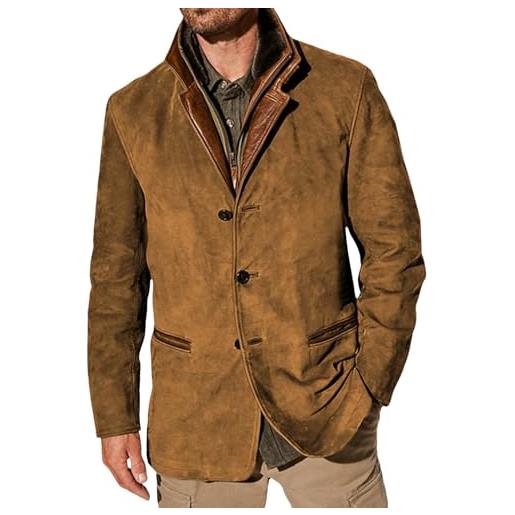 Caxndycing giacca da uomo vintage giacca autunno inverno calda giacca da uomo con tasche da motociclista cappotto da motociclista giacca retrò moda streetwear slim fit giacca da uomo antivento, 