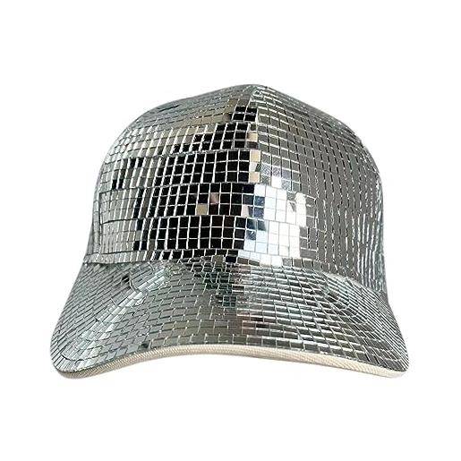LOVIVER disco ball mirror hat berretto con visiera accessori per costumi disco mirror hat mirror ball hat per stage bar cosplay vacanze adulti