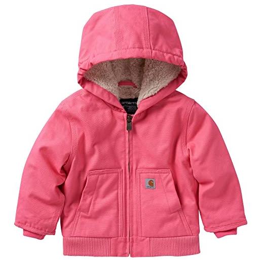 Carhartt giacca da bambina con cappuccio e cerniera, foderata in sherpa, rosa limonata, limonata rosa. , 2 anni