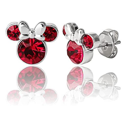 Disney orecchini minnie mouse a bottone con pietra portafortuna Disney da donna - orecchini per ragazze - gioielli con pietra portafortuna - gioielli Disney (luglio)