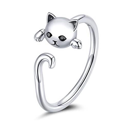 GDDX pollice serpente paw print cat anelli a mano regolabili sterling silver finger animal ring gioielli regali per le donne (anello simpatico gatto)