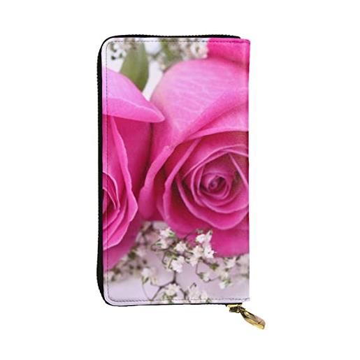 AABSTBFM weed con girasole stampato portafoglio in pelle per le donne uomini cerniera borsa frizione portafoglio lungo porta carte di credito, rosa, taglia unica