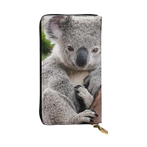 AABSTBFM portafoglio in pelle stampata tigre e leone per donna uomo cerniera borsa frizione portafoglio lungo porta carte di credito, simpatico koala. , taglia unica